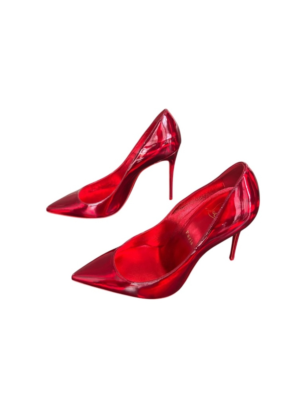 Christian Louboutin Kate 100 Red Metallic Pumps